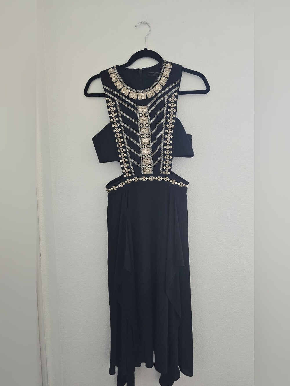 BCBGMaxAzria Black Dress with Gold Embellishment